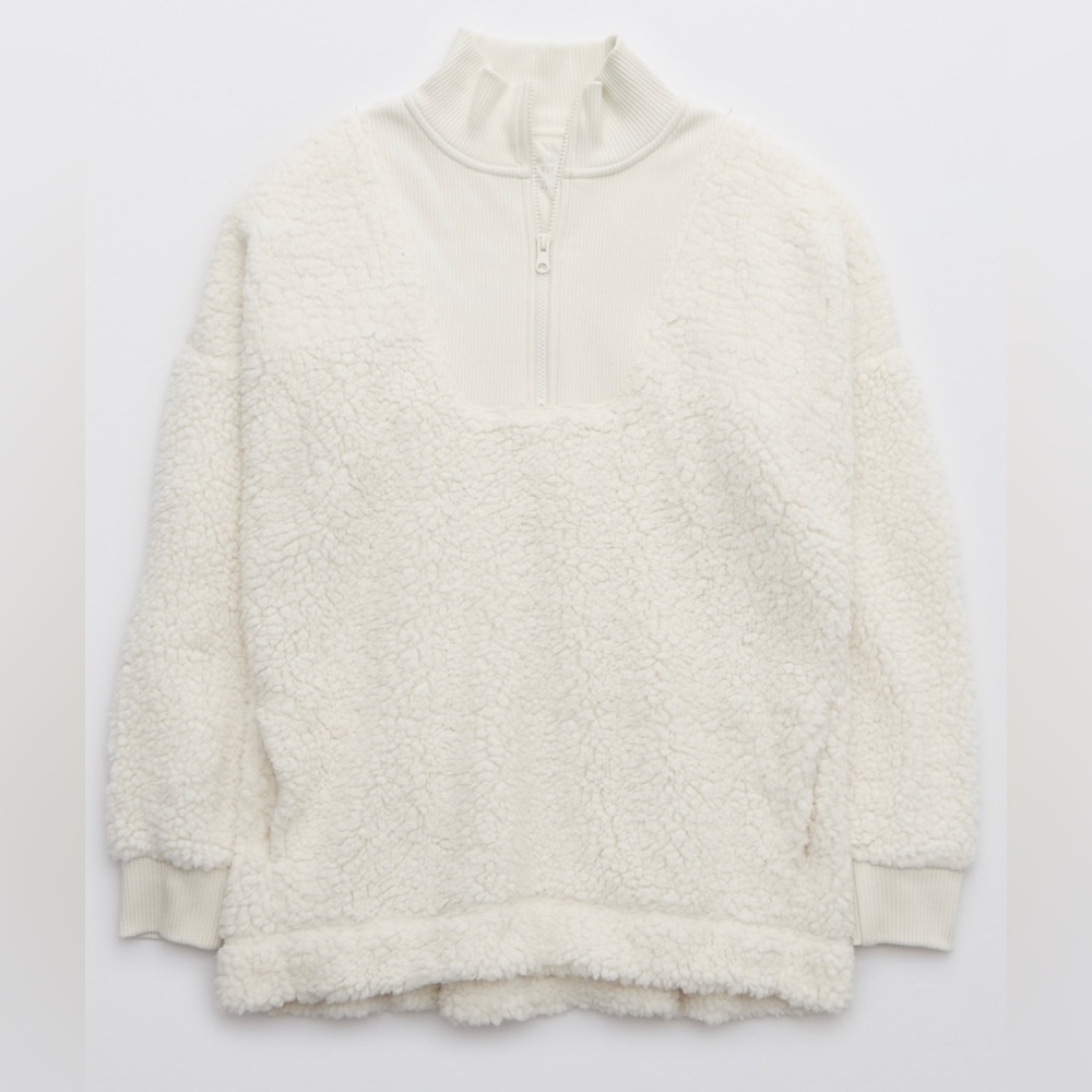 Aerie Dream Sherpa Quarter Zip Sweatshirt